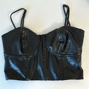 Black “leather” crop top. Tags removed but never worn